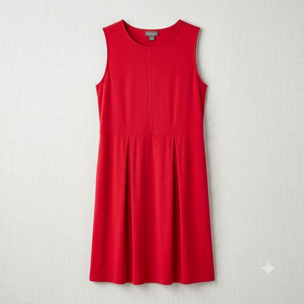 J. Jill Wearever Knit Dress Size M Sleeveless Pleated A-Line Travel Minimalist
